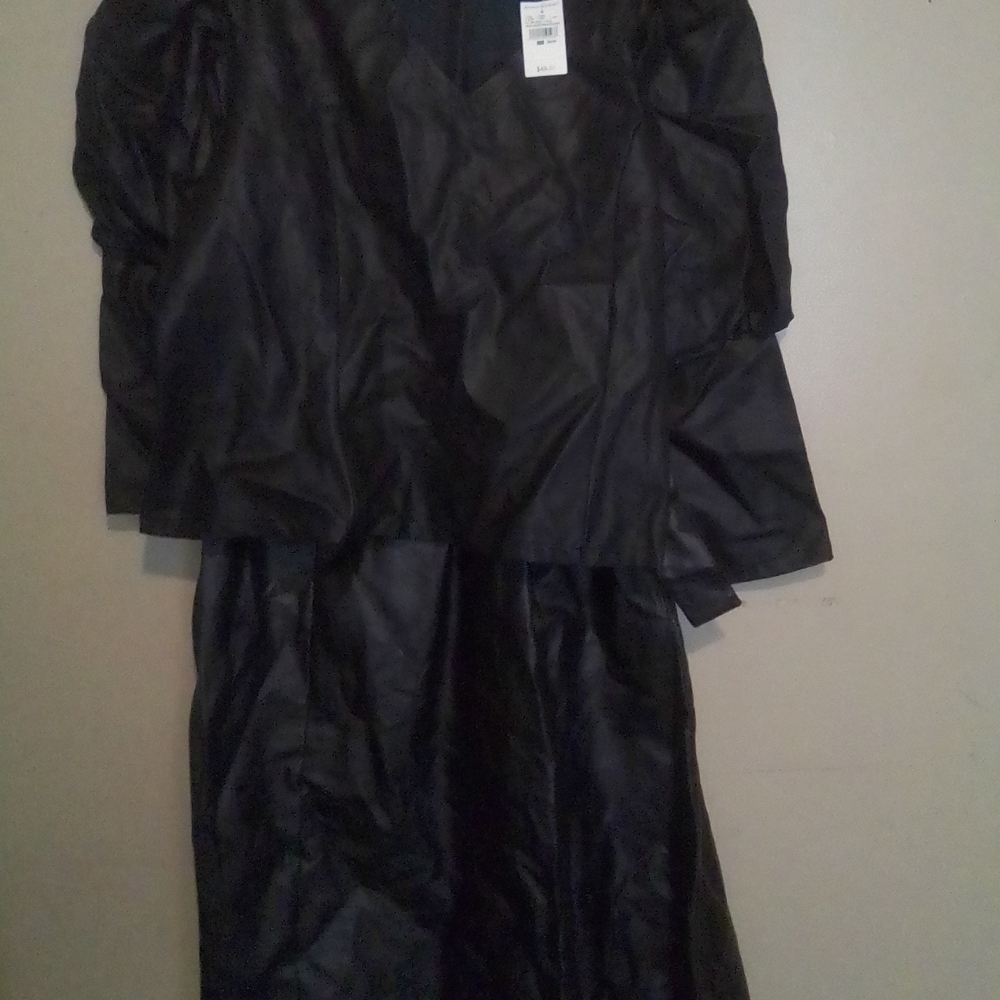 Two Piece Vegan Leather Ashley Blouse And Skirt